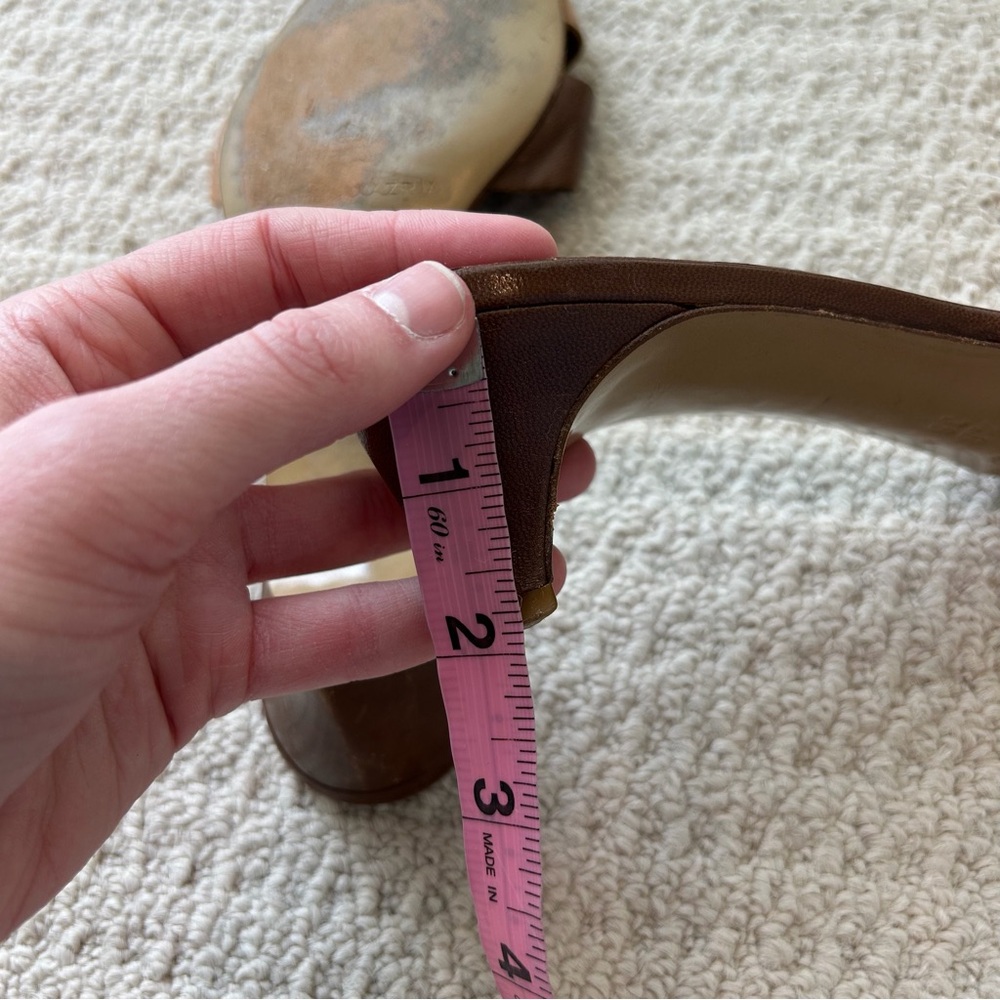 BCBGMaxAzria Brown and Tan Leather Knot Mule Heels - Picture 4 of 14